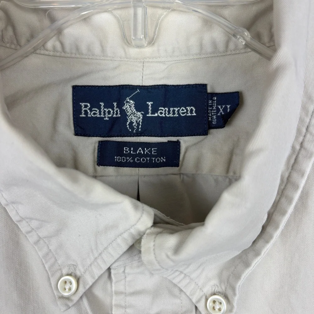 Polo Ralph Lauren Blake Shirt Mens XL Tan Beige Short Sleeve Cotton Button Down